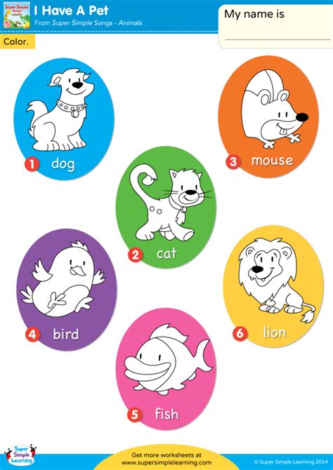 I Have A Pet Worksheet Vocabulary Coloring Super Simple