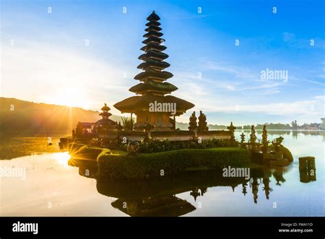 Pura Ulun Danu Bratan At Sunrise Famous Temple On The Lake Bedugul