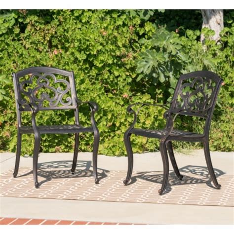 Ariel Outdoor 3 Piece Patina Copper Finish Cast Aluminum Bistro Set