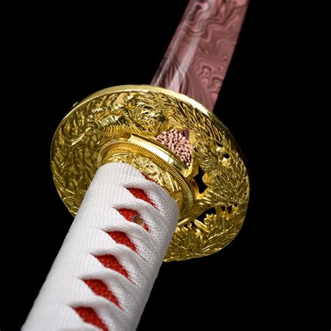 Pink Katana Handmade Japanese Katana Sword With Red Blade And