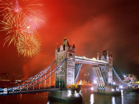 fireworks, London Bridge, UK, city, London, River Thames, 720P, bridge ...