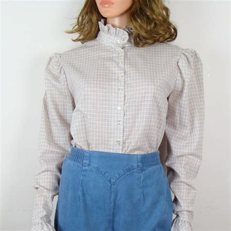 Ruffled Neck Blouse Etsy