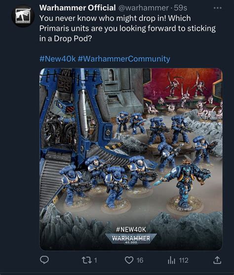 Primaris In Drop Pods Confirmed On Twitter Gag