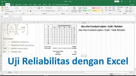 Cara Mudah Menghitung Uji Reliabilitas Dengan Excel YouTube