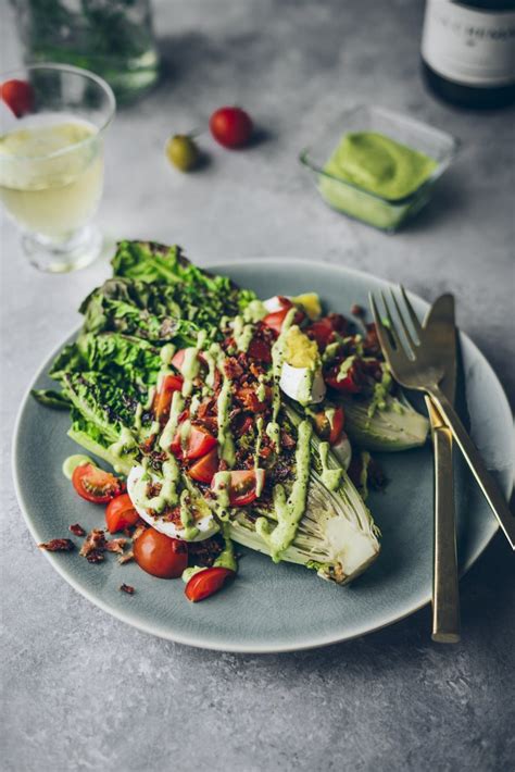 Grilled Romaine Salad With A Creamy Avocado Dill Dressing La Crema