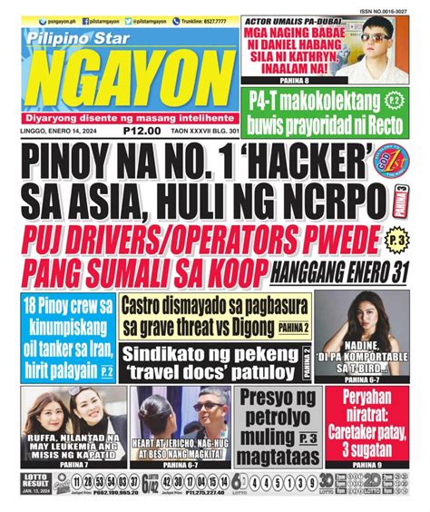 Pilipino Star Ngayon January 14 2024 Digital