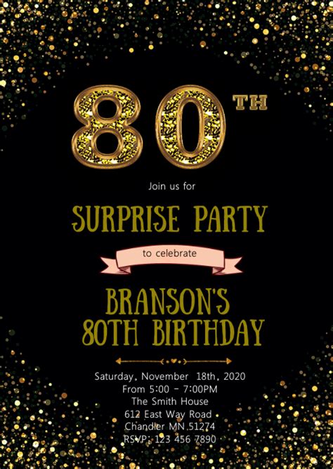 Sample 80th Birthday Party Invitation