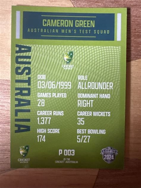 Ca Traders Pararell Card Australian Men S Test Squad P Cameron