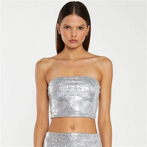 GLAMOROUS SEQUIN BANDEAU CROP TOP Not So Naked