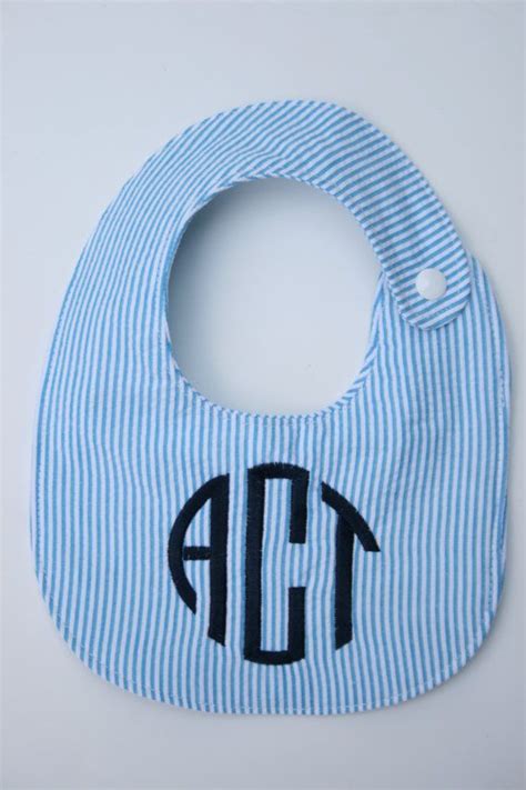 Personalized Bib Monogrammed Bib Baby Shower T Seersucker Bib