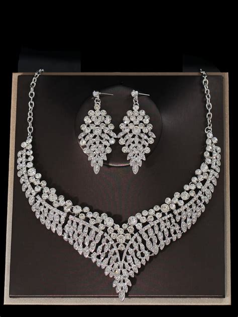 4pcs Rhinestone Decor Jewelry Set Shein Usa