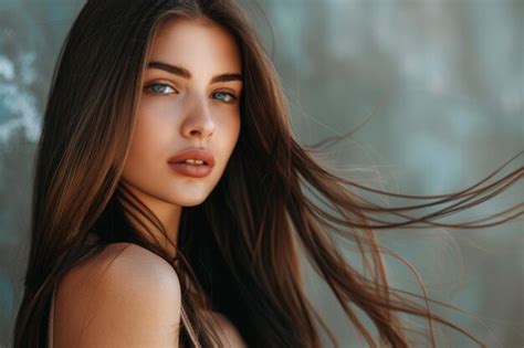 Brunette Woman With Shiny Healthy Long Hair Premium Ai Generated Image