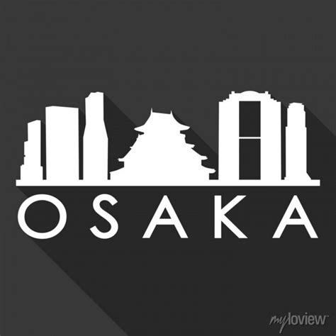 Osaka Flat Icon Skyline Silhouette Design City Vector Art Famous Wall