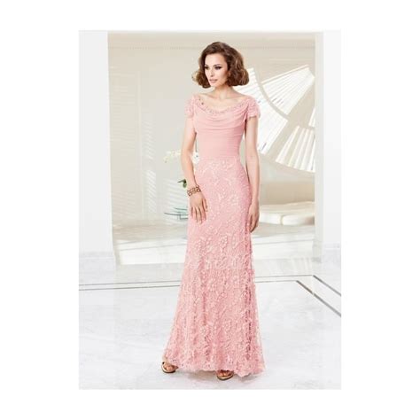 Sheath Column Scoop Neck Floor Length Chiffon Lace Evening Dress With