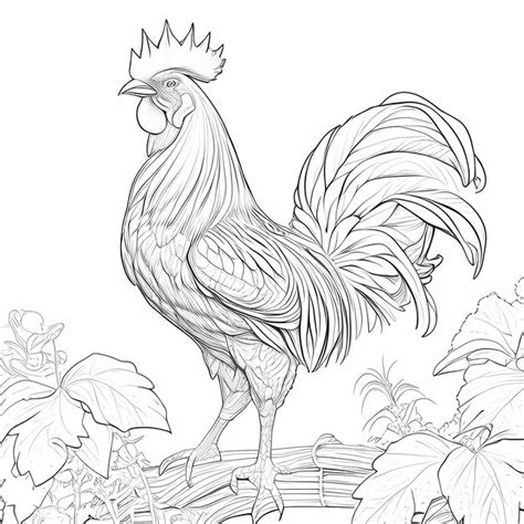 Photos Coloriage Coq Ligne Photos De Haute Qualit Gratuites