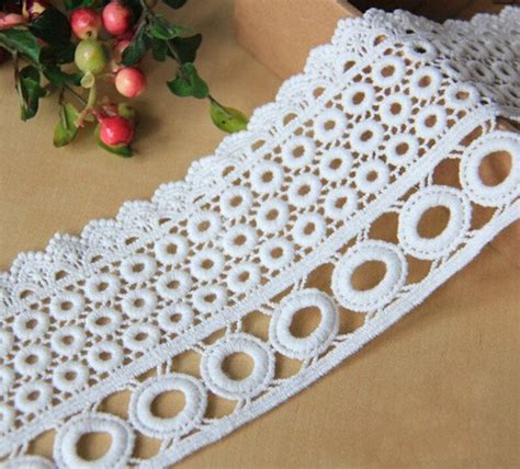 White Circle Lace Trim Cotton Embroidery Hollow Out Lace Trim Etsy