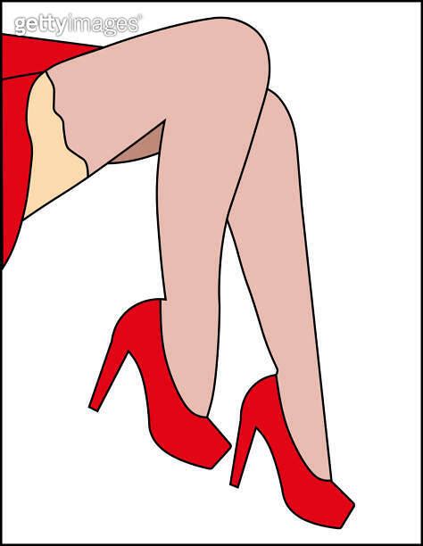 Female Legs Wearing Red Shoes With High Heels Vector Image