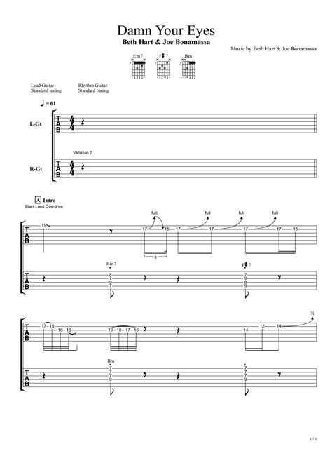 Damn Your Eyes Tab Chords Joe Bonamassa Paidtabs