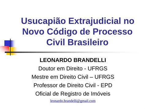 PDF Usucapião Extrajudicial no Novo Código de Processo na matrícula