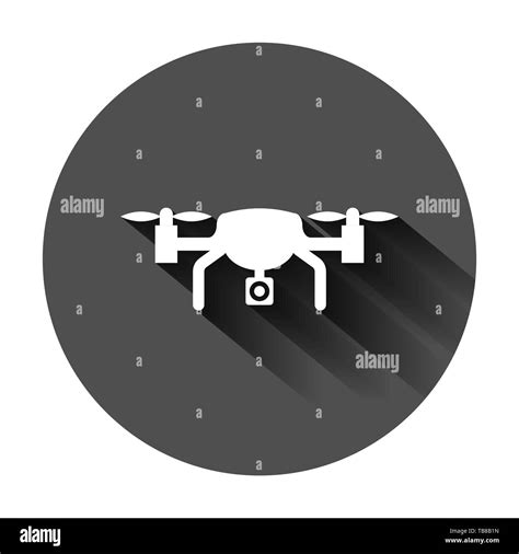 Drone Quadrocopter Icon In Flat Style Quadcopter Camera Vector