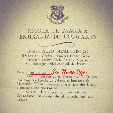 Carta De Aceita O Hogwarts Personalizada