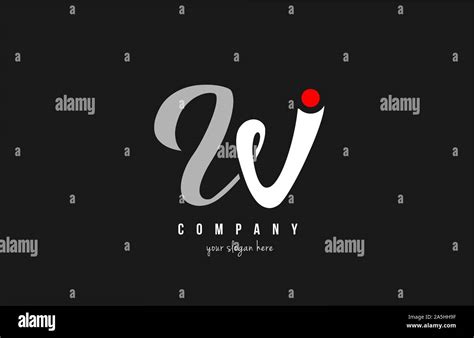 W Red Dot Alphabet Letter In Black And White For Logo Icon Design