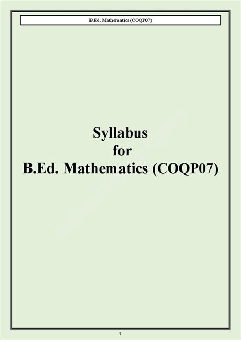 Cuet Pg 2024 Syllabus Bed Mathematics