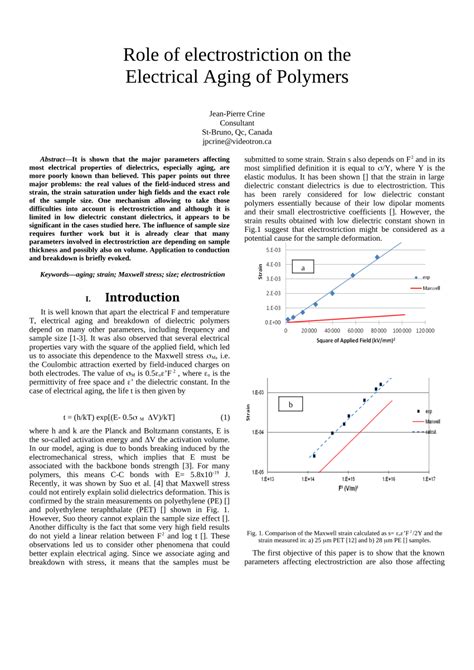 (PDF) Role of electrostriction on the electrical aging of polymers