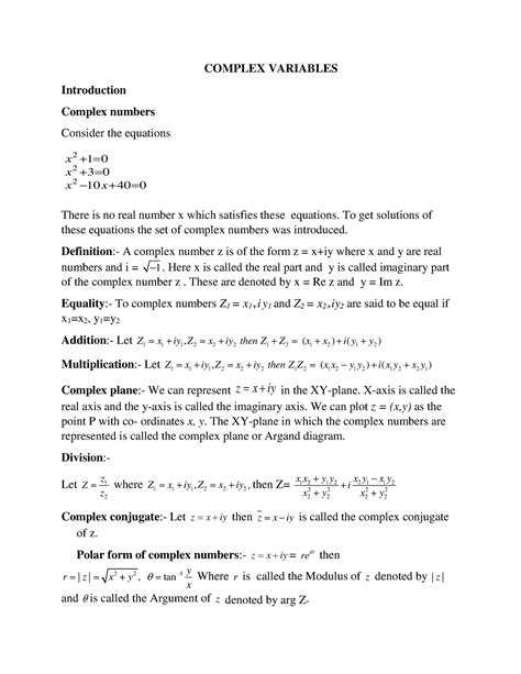 Complex Differentiation Complex Variables