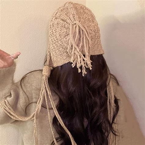 Купить Женская зимняя шапка с длинной кисточкой, утолщенная вязаная ...