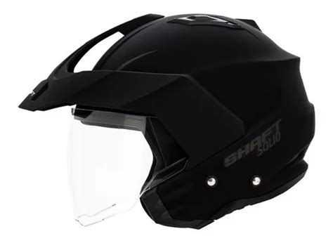 Capacete Para Moto Aberto Shaft Casco Trial Negro Mate E V