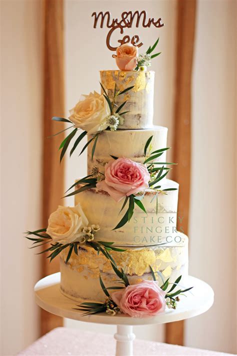 Tier Semi Naked Wedding Cake Vaulty Manor Maldon Th March Sticky Fingers Cake Co