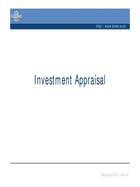 Investment Appraisal Pdf Net Present Value Internal Rate Of Return