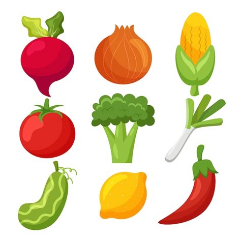 Premium Vector Collection Of Fruits And Vegetables Beetroot Onion