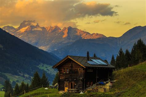 Switzerland Mountains Houses Alps Spruce Hd Wallpaper Rare Gallery