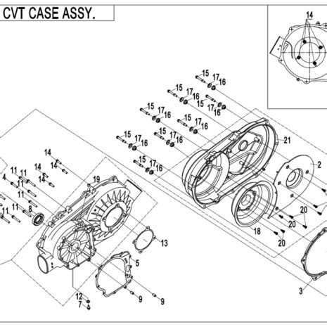 Diagram 2020 CFMoto UFORCE 500 CF500UU CVT CASE ASSY E01 3 V2