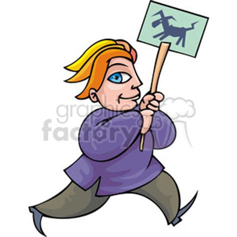 Democrat man holding a political sign clipart. Commercial use GIF, JPG ...