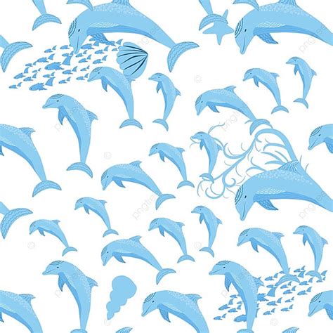 Dolphin Seamless Pattern Blue Animal Background Texture Bubble Child