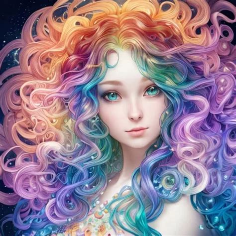 Beautiful Mermaid Photorealistic Face Curl Long Mu