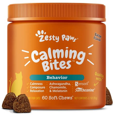 Zesty Paws Calming Bites For Cats Stress And Anxiety Relief Chewables