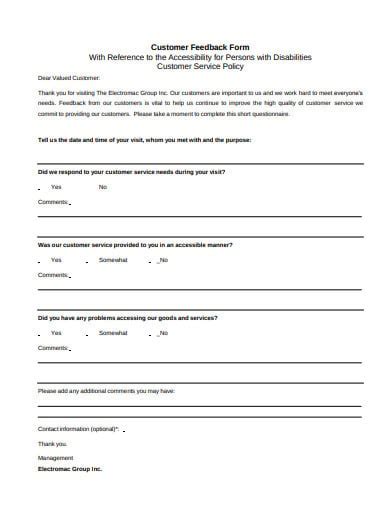 16+ Customer Feedback Form Templates in PDF | DOC