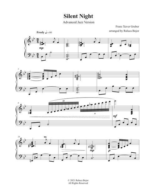 Silent Night Advanced Jazz Piano Arr Raluca Bojor By Raluca Bojor