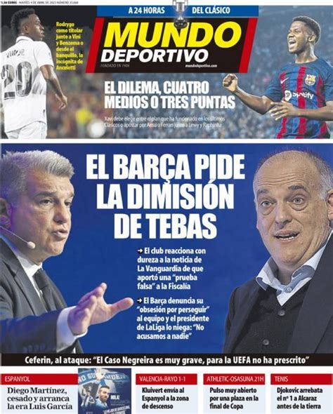 Bar A Universal On Twitter Mundo Deportivo Bar A Asks For Tebas