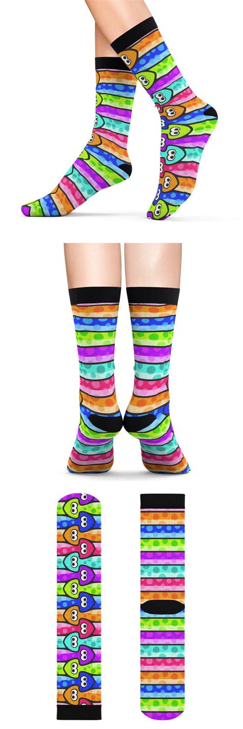 Splatoon Cushion Socks Inkling Squid Pattern Splatoon Pattern Socks