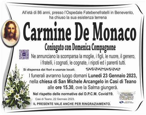 Funerali E Annunci Funebri A Teano Carmine De Monaco Funer24