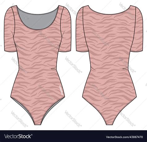 Women Bodysuit Active Wear Design Flat Sketch Vector Image