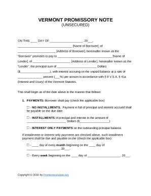 Vermont Promissory Note Templates Archives Promissory Notes Doc