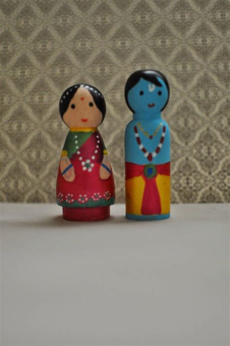 Handmade Peg Doll Couple Cake Topper Tamil Iyengar Couple Indian