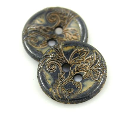 Vine Flower Concave Metal Buttons In Khaki Gunmetal Color 20mm 3 4 Inch Metal Buttons