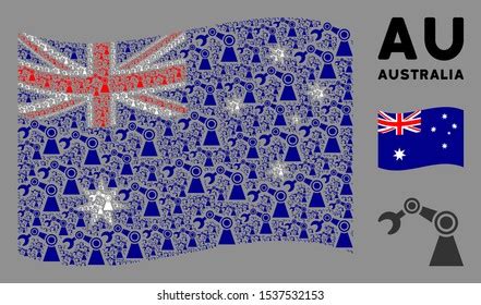 Waving Australia Flag Vector Clock Tower Stock Vector Royalty Free